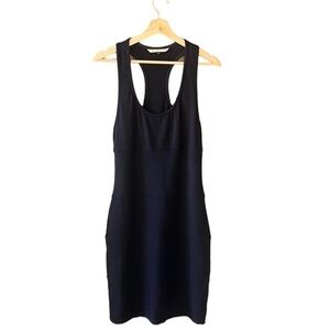Diane Von Fustenberg Navy Sz 10 Racerback Fitted Pencil Dress. Stretch Jersey